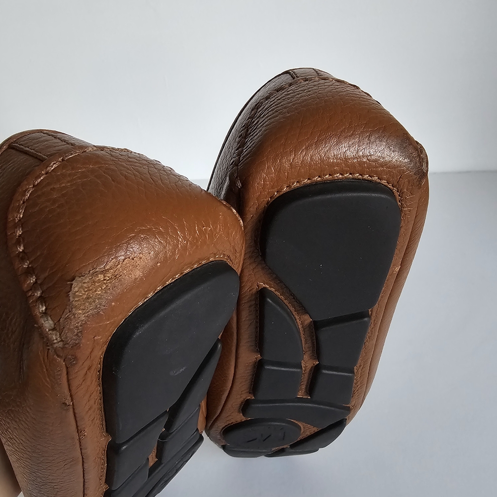 Michael Kors Brown Leather Flats with Gold Emblem - Picture 8 of 10